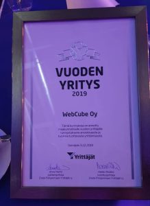 WebCube Oy Maakunnallinen vuoden yrittäjä 2019